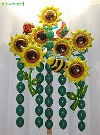 5 бр. 36-инчови балони от слънчогледово фолио Големи слънчогледови гигантски балони за слънчогледова тема Рожден ден Декорации за бебешки душ