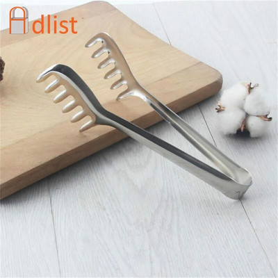 1pc 22cm/8.66" Fine Polished Stainless Steel Food Spaghetti  Salad Buffet Party Tongs Food Clamp Kitchen Accessories Pasta Tongs