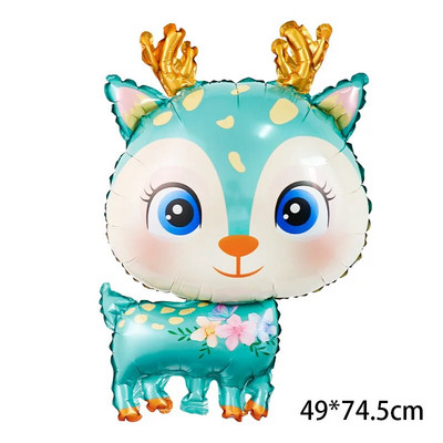 Mieli džiunglių elnio folijos balionai Lapės miško gyvūnai Gimtadienio vakarėlio dekoro tema Kūdikių dušas