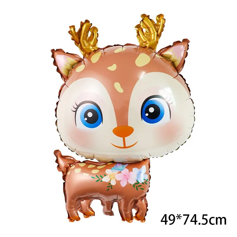 Mieli džiunglių elnio folijos balionai Lapės miško gyvūnai Gimtadienio vakarėlio dekoro tema Kūdikių dušas