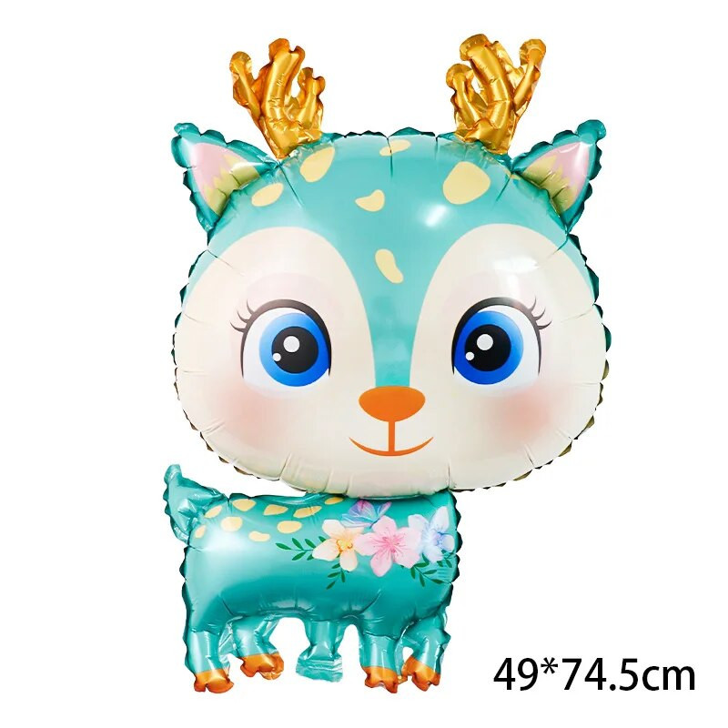 Mieli džiunglių elnio folijos balionai Lapės miško gyvūnai Gimtadienio vakarėlio dekoro tema Kūdikių dušas