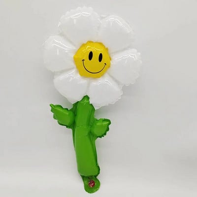 6 vnt Macaron Green Leaf Daisy Gėlių folija Rankiniai balionai Saulėgrąžų Balion Vaikų Žaislas Vestuvių Gimtadienio dekoracijos