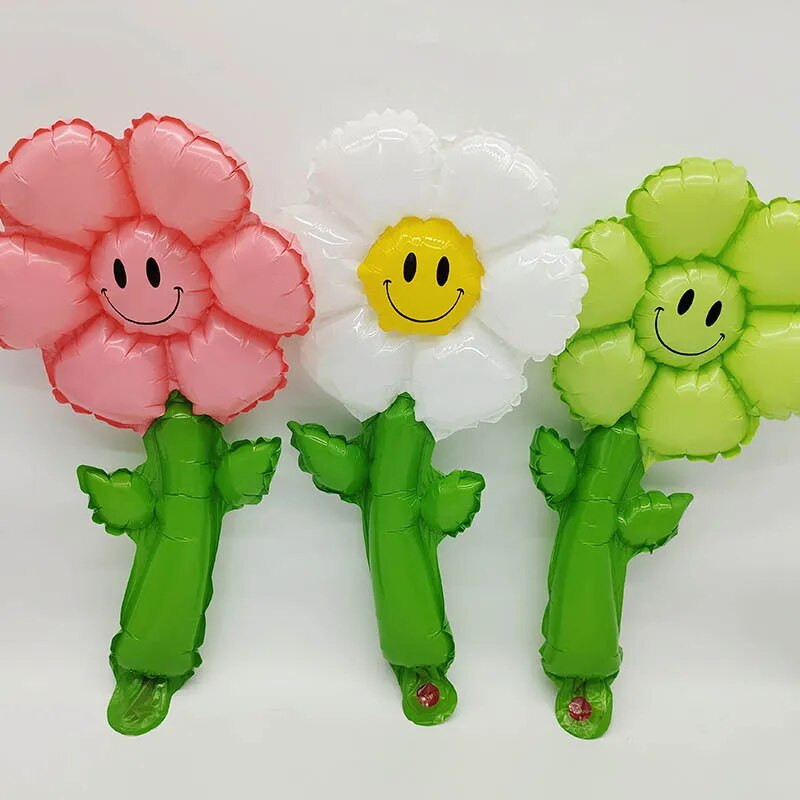 6 vnt Macaron Green Leaf Daisy Gėlių folija Rankiniai balionai Saulėgrąžų Balion Vaikų Žaislas Vestuvių Gimtadienio dekoracijos
