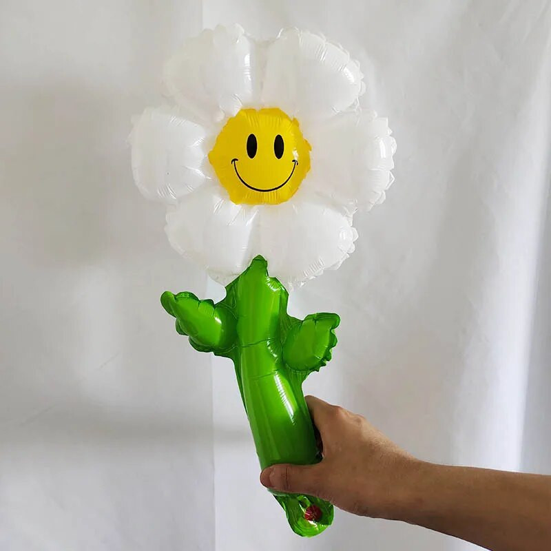 6 vnt Macaron Green Leaf Daisy Gėlių folija Rankiniai balionai Saulėgrąžų Balion Vaikų Žaislas Vestuvių Gimtadienio dekoracijos