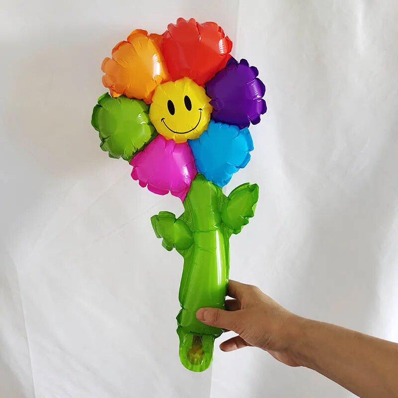 6 vnt Macaron Green Leaf Daisy Gėlių folija Rankiniai balionai Saulėgrąžų Balion Vaikų Žaislas Vestuvių Gimtadienio dekoracijos