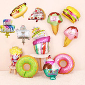 Donut Globos Foil Balloon Fruit Ice Pizza Cream Helium Balloon Διακόσμηση πάρτι γενεθλίων Παιδικό παιχνίδι γλυκό ντους μωρού