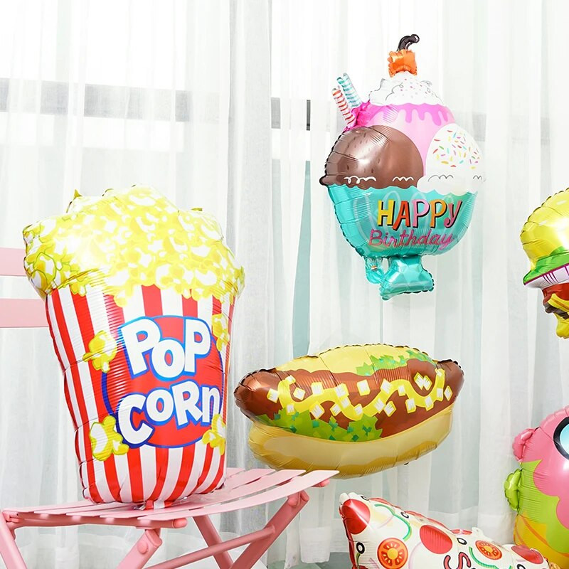 Donut Globos Foil Balloon Fruit Ice Pizza Cream Helium Balloon Διακόσμηση πάρτι γενεθλίων Παιδικό παιχνίδι γλυκό ντους μωρού