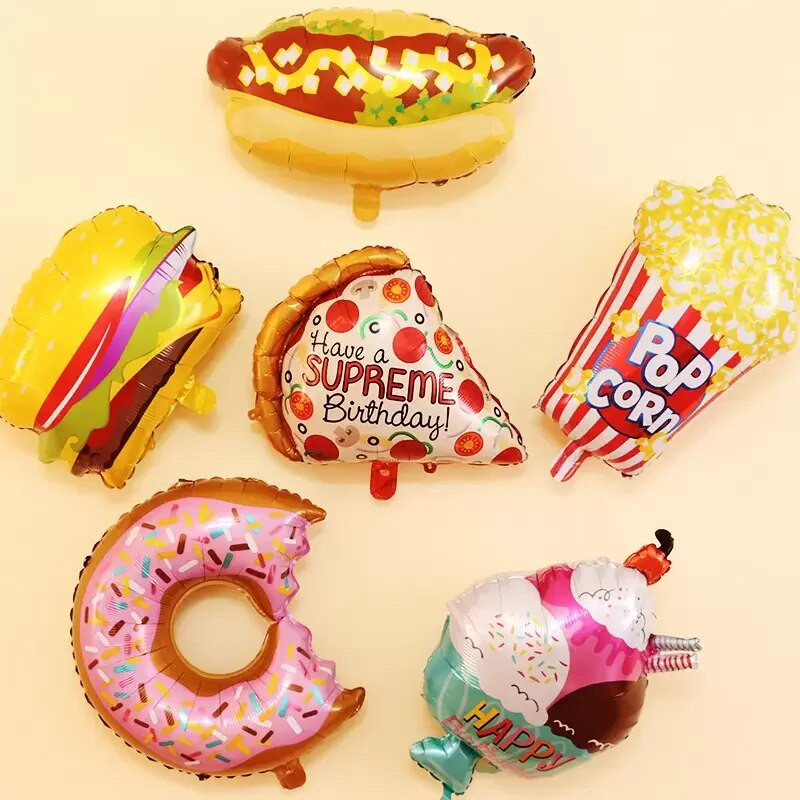 Donut Globos Foil Balloon Fruit Ice Pizza Cream Helium Balloon Διακόσμηση πάρτι γενεθλίων Παιδικό παιχνίδι γλυκό ντους μωρού