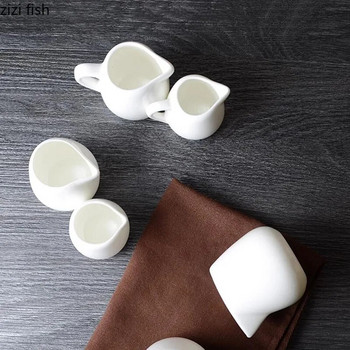 Творчески керамични мини кани за кафе и мляко с дръжка Чаша за мляко Консерва за мляко Ресторант Сосови лодки Чисто бели специални съдове