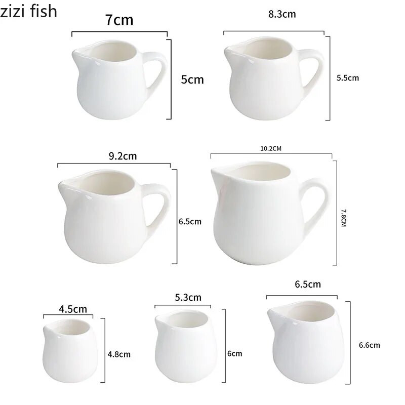 Kreativni keramički mini vrčevi za mlijeko za kavu s ručkom Šalica za mlijeko Limenka za mlijeko Restoran Čamci za sos Čisto bijelo specijalizirano posuđe