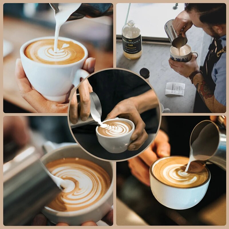 VRUĆA AKCIJA Vrč za pjenjenje od nehrđajućeg čelika, pjenilica za mlijeko od 600 ml s olovkom Latte Art, alati za bariste za espresso cappuccino latte ar