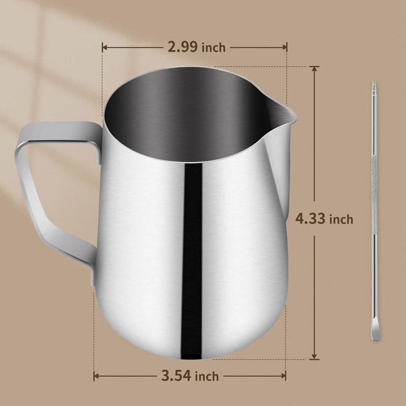 VRUĆA AKCIJA Vrč za pjenjenje od nehrđajućeg čelika, pjenilica za mlijeko od 600 ml s olovkom Latte Art, alati za bariste za espresso cappuccino latte ar