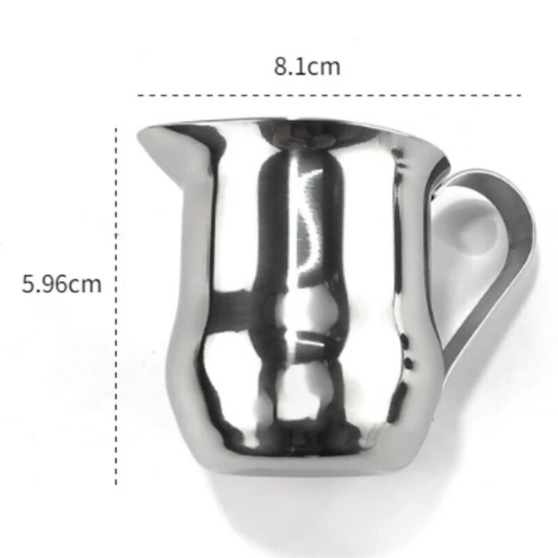 Minőségi 90 ml-es rozsdamentes acél tejhabosító kancsó kávé tejhabos bögrék Latte Art kancsó tejhabosító csésze derékformájú csésze