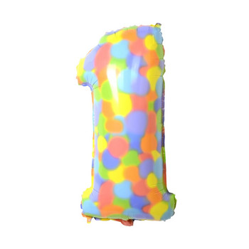 32-инчови дъгови точки Фолиеви балони Въздушен хелиев балон с числа 1 2 3 4 Честит рожден ден Декорации за парти Baby Shower Globos