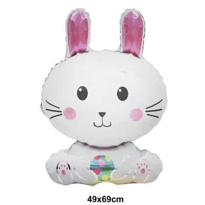 Kellemes Húsvéti Ünnepeket Aranyos nyúlfóliás lufi fehér nyuszi sárgarépa formájú léggömbök beltéri kültéri udvari gyerekeknek húsvéti díszekhez