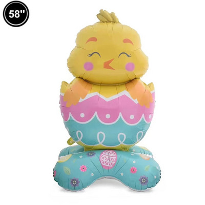 Kellemes Húsvéti Ünnepeket Aranyos nyúlfóliás lufi fehér nyuszi sárgarépa formájú léggömbök beltéri kültéri udvari gyerekeknek húsvéti díszekhez