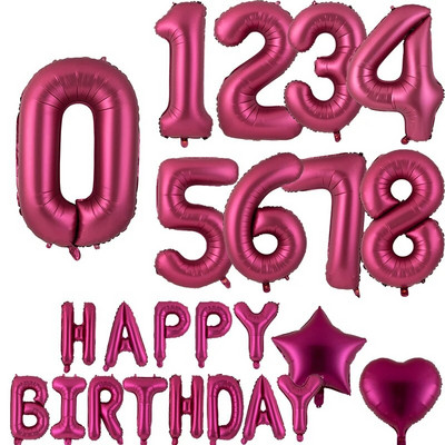 Μπαλόνι με φύλλο μπορντό 40 ιντσών Big Number Ballons Ψηφιακά μπαλόνια Διακόσμηση γάμου για ενήλικες Διακόσμηση πάρτι γενεθλίων κρασί κόκκινο Globos