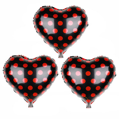 3db/tétel Katicabogár kisállat pöttyös szívfólia lufi piros fekete fehér gömbök esküvői születésnapi parti dekorációs kellékek babazuhany