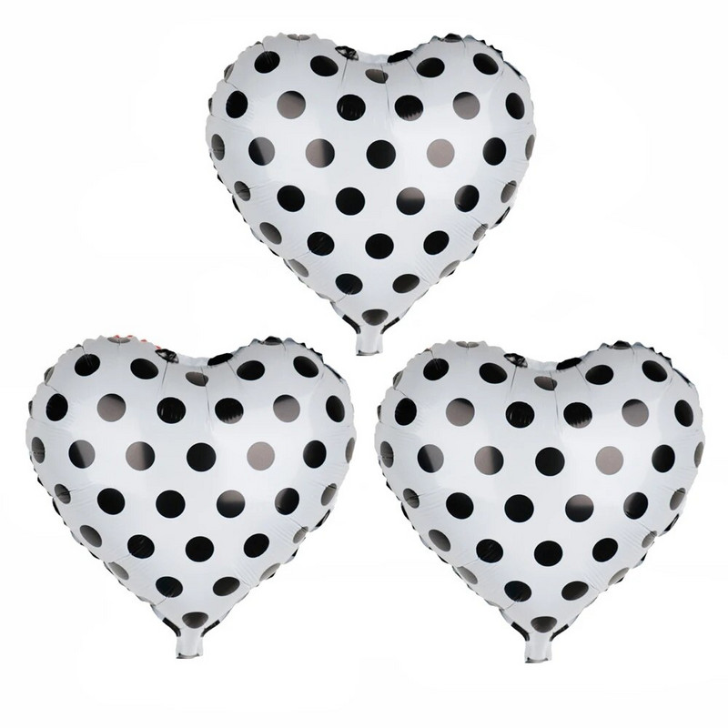 3db/tétel Katicabogár kisállat pöttyös szívfólia lufi piros fekete fehér gömbök esküvői születésnapi parti dekorációs kellékek babazuhany