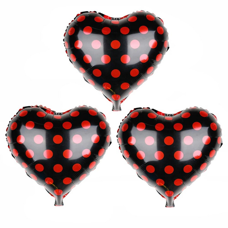 3db/tétel Katicabogár kisállat pöttyös szívfólia lufi piros fekete fehér gömbök esküvői születésnapi parti dekorációs kellékek babazuhany