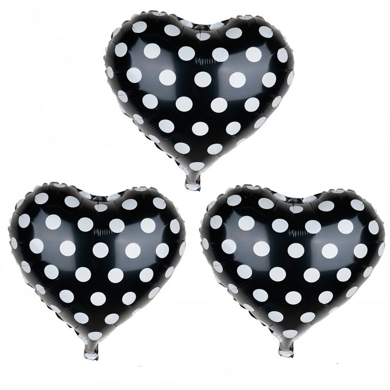 3db/tétel Katicabogár kisállat pöttyös szívfólia lufi piros fekete fehér gömbök esküvői születésnapi parti dekorációs kellékek babazuhany