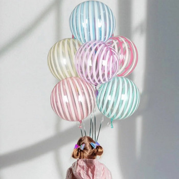 5 бр. 18-инчови балони с пастелни бонбони Кръгли хелиеви прозрачни балони с мехурчета на райета Baby Shower Рожден ден Сватба