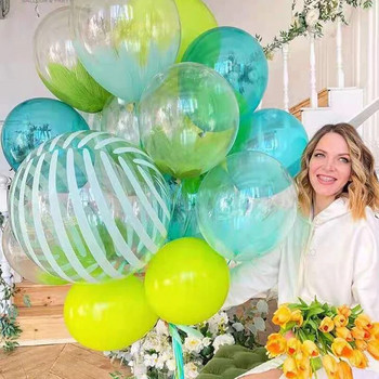 5 бр. 18-инчови балони с пастелни бонбони Кръгли хелиеви прозрачни балони с мехурчета на райета Baby Shower Рожден ден Сватба