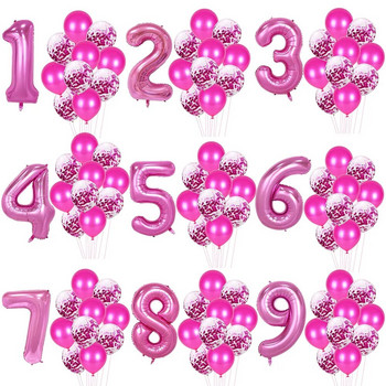 Happy Birthday Balloon 1 2 3 4 5 6 Baloons Baby Shower Boy Girl Foil Balloons Air 1st Birthday Party Decorations Kids Babyshower