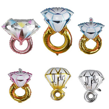 1 τεμ. Διαμαντένιο δαχτυλίδι αλουμινόχαρτο μπαλόνι Golden Crown Αλουμινόχαρτο μπαλόνια για στολισμό επετείου γάμου βαλεντίνου