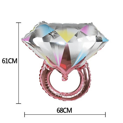 Balon od folije s dijamantnim prstenom Zlatna kruna Baloni od aluminijske folije za Valentinovo Aranžman vjenčanja Dekoracija za godišnjicu