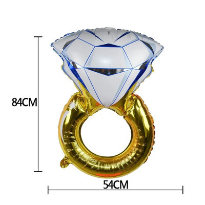 Balon od folije s dijamantnim prstenom Zlatna kruna Baloni od aluminijske folije za Valentinovo Aranžman vjenčanja Dekoracija za godišnjicu