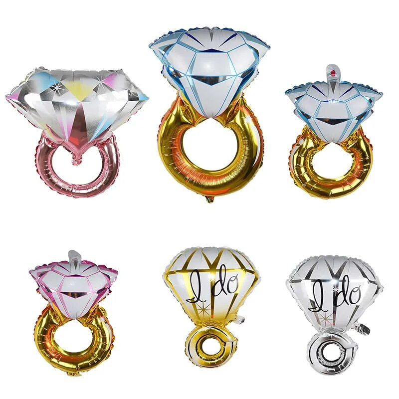 Balon od folije s dijamantnim prstenom Zlatna kruna Baloni od aluminijske folije za Valentinovo Aranžman vjenčanja Dekoracija za godišnjicu