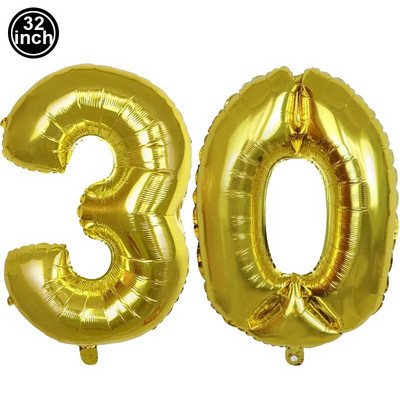 Μεγάλο αλουμινόχαρτο ηλίου με μπαλόνι ουίσκι 30th Beer Gold Number Balloon For Cheers Προμήθειες διακόσμησης για πάρτι γενεθλίων για κούπα μπύρας