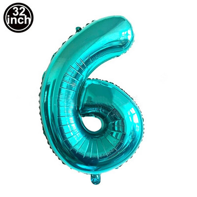 Număr 6 Baloane Baloane cu 6 cifre Șase figuri albastre Glob verde A șasea aniversare Mare Mare Roșu Trandafir Auriu Negru Colorat 32 inch