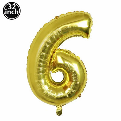 Număr 6 Baloane Baloane cu 6 cifre Șase figuri albastre Glob verde A șasea aniversare Mare Mare Roșu Trandafir Auriu Negru Colorat 32 inch