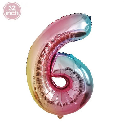 Număr 6 Baloane Baloane cu 6 cifre Șase figuri albastre Glob verde A șasea aniversare Mare Mare Roșu Trandafir Auriu Negru Colorat 32 inch