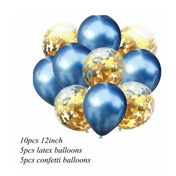 10бр. Микс златни конфети латексови балони 12 инча Парти метални балони за Baby Shower Булчински душ Сватбени декорации