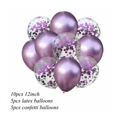 10бр. Микс златни конфети латексови балони 12 инча Парти метални балони за Baby Shower Булчински душ Сватбени декорации