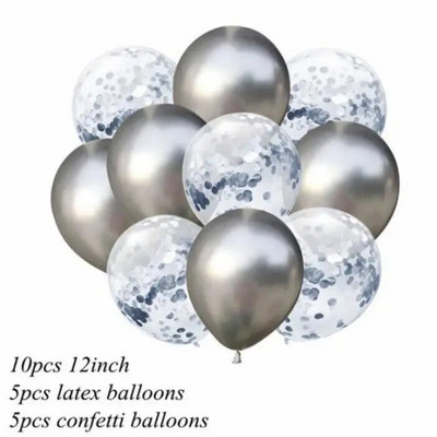 10бр. Микс златни конфети латексови балони 12 инча Парти метални балони за Baby Shower Булчински душ Сватбени декорации