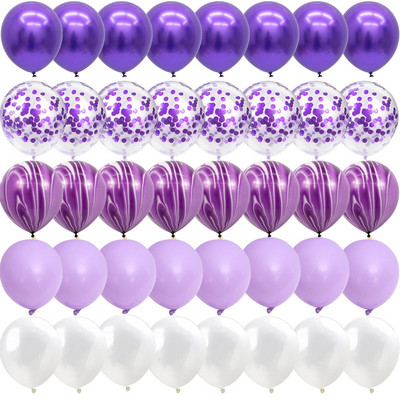40 бр. Ахат, синя роза, лилави конфети, латексови балони, сватбени глобуси, рожден ден, бебешки душ, къща, парти Декорации за Свети Валентин