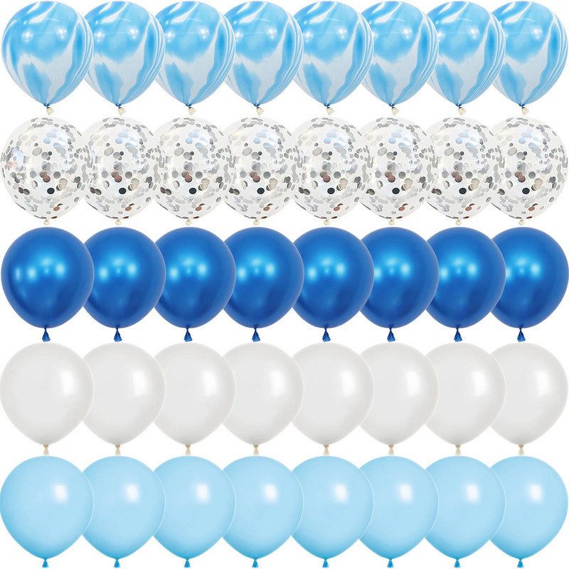40 бр. Ахат, синя роза, лилави конфети, латексови балони, сватбени глобуси, рожден ден, бебешки душ, къща, парти Декорации за Свети Валентин