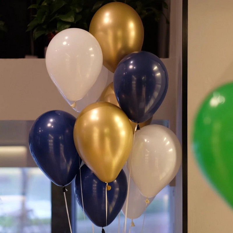 20 τεμ./παρτίδα 10 ιντσών μπαλόνια μπλε ναυτικό μεταλλικό χρυσό μπλε λατέξ μπαλόνι για γενέθλια γαμήλια ντεκόρ Παιδικές μπάλες αέρα