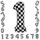 Karirani digitalni balon od 40 inča, veliki crno-bijeli brojevi 0-9 Baloni od folije za utrke, potrepštine za dekoraciju rođendanske motorističke zabave