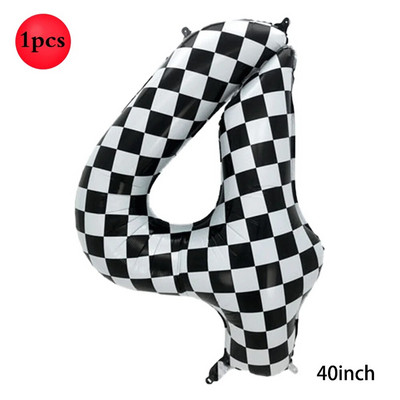 Karirani digitalni balon od 40 inča, veliki crno-bijeli brojevi 0-9 Baloni od folije za utrke, potrepštine za dekoraciju rođendanske motorističke zabave