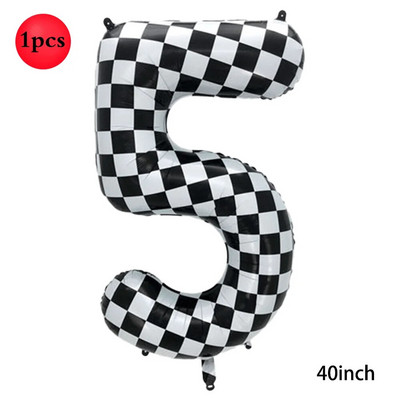 Karirani digitalni balon od 40 inča, veliki crno-bijeli brojevi 0-9 Baloni od folije za utrke, potrepštine za dekoraciju rođendanske motorističke zabave