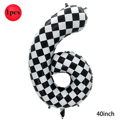 Karirani digitalni balon od 40 inča, veliki crno-bijeli brojevi 0-9 Baloni od folije za utrke, potrepštine za dekoraciju rođendanske motorističke zabave