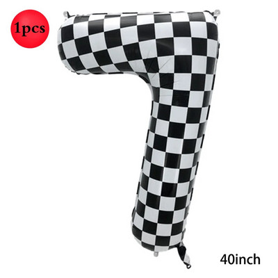 Karirani digitalni balon od 40 inča, veliki crno-bijeli brojevi 0-9 Baloni od folije za utrke, potrepštine za dekoraciju rođendanske motorističke zabave