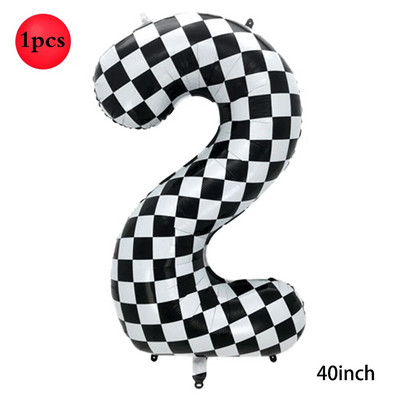 Karirani digitalni balon od 40 inča, veliki crno-bijeli brojevi 0-9 Baloni od folije za utrke, potrepštine za dekoraciju rođendanske motorističke zabave