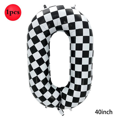 Karirani digitalni balon od 40 inča, veliki crno-bijeli brojevi 0-9 Baloni od folije za utrke, potrepštine za dekoraciju rođendanske motorističke zabave