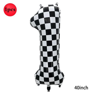 Karirani digitalni balon od 40 inča, veliki crno-bijeli brojevi 0-9 Baloni od folije za utrke, potrepštine za dekoraciju rođendanske motorističke zabave